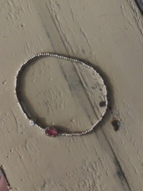 Kendra Scott Silver Beaded Bracelet with Pink Stone